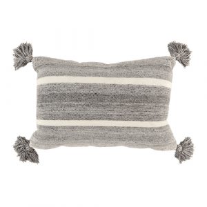 grey/white stripe wool cushion